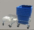 Detail produktu Pojízdný vozíček pod nákupními košíky.