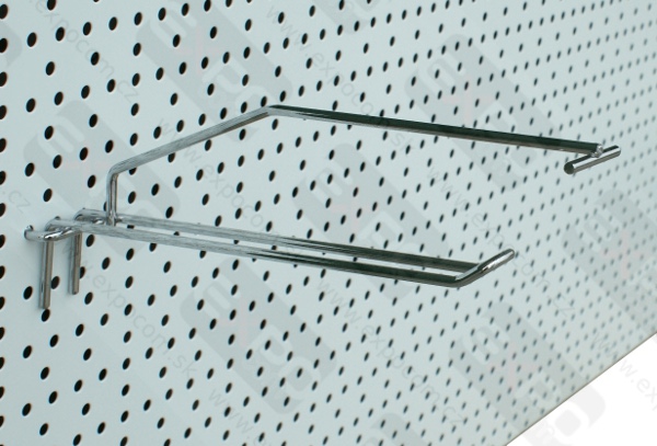 Detail produktu Dvojitý háček 30cm s hrázdou na děrovaný panel